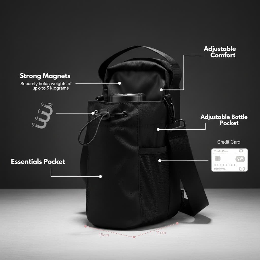 Best gym bags in Australia 2026 ranked and reviewed - HoldIt magnetic gym bag on squat rack