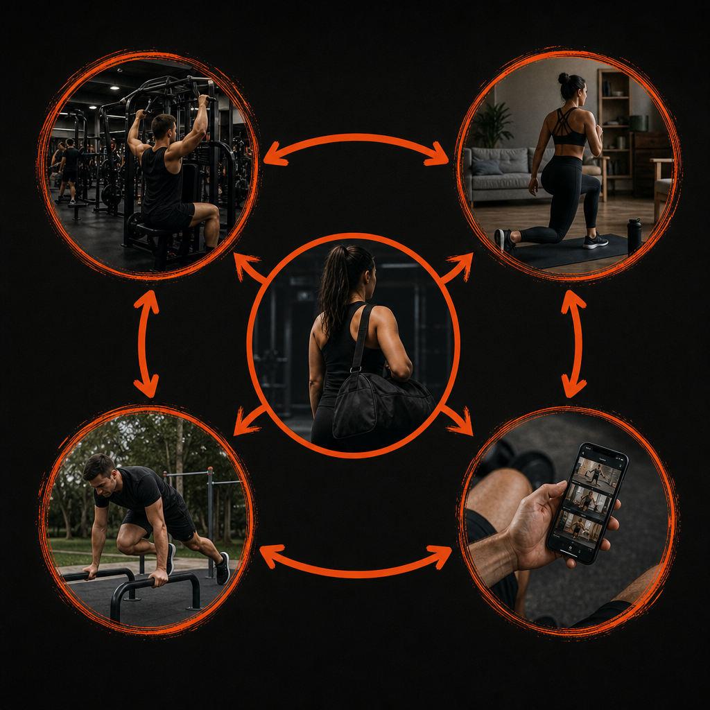 Consumer fitness journey across gyms, home exercise, outdoors and apps