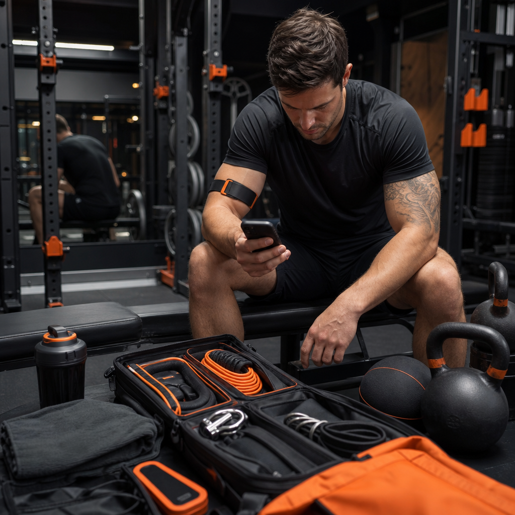 Gym technology and equipment including a wearable, mobile app and weights
