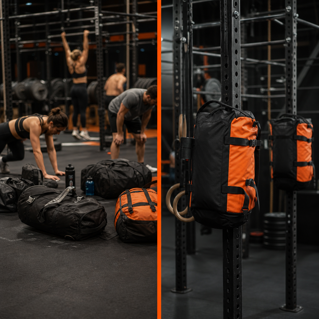 Comparison of floor clutter and bags mounted on gym rigs